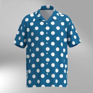 Polka Dot Hawaiian Shirt - White dots on Blue