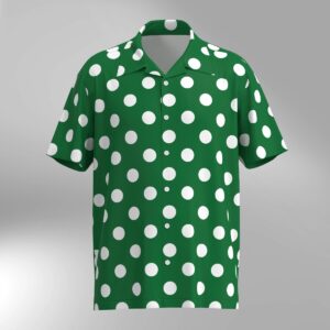 Polka Dot Hawaiian Shirt - White dots on Green