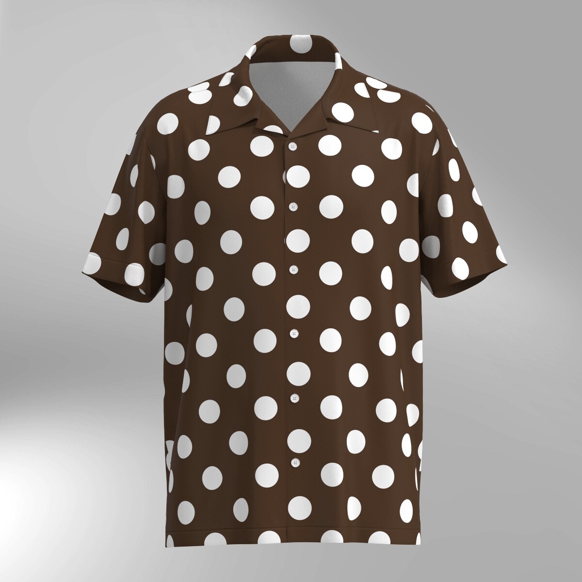 Polka Dot Hawaiian Shirt - White dots on Brown