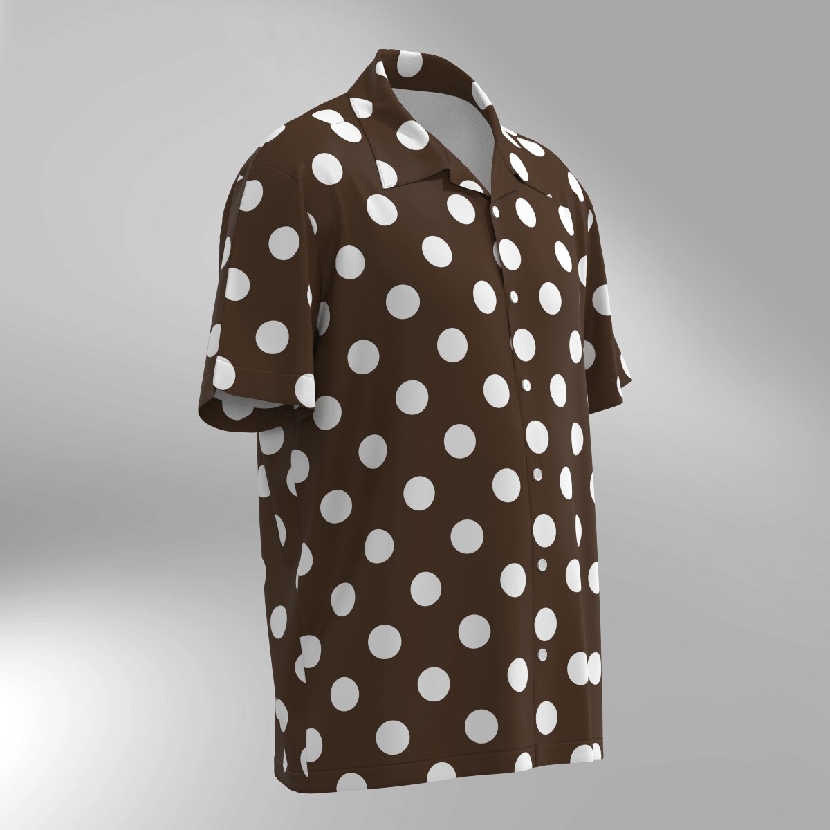 Polka Dot Hawaiian Shirt - White dots on Brown - Image 2