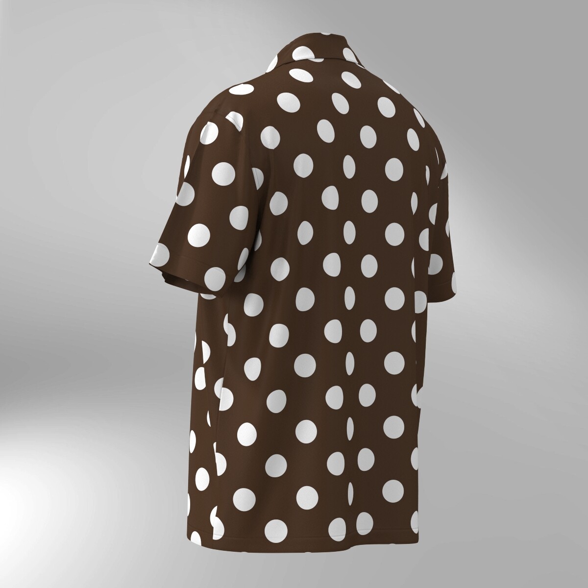 Polka Dot Hawaiian Shirt - White dots on Brown - Image 3
