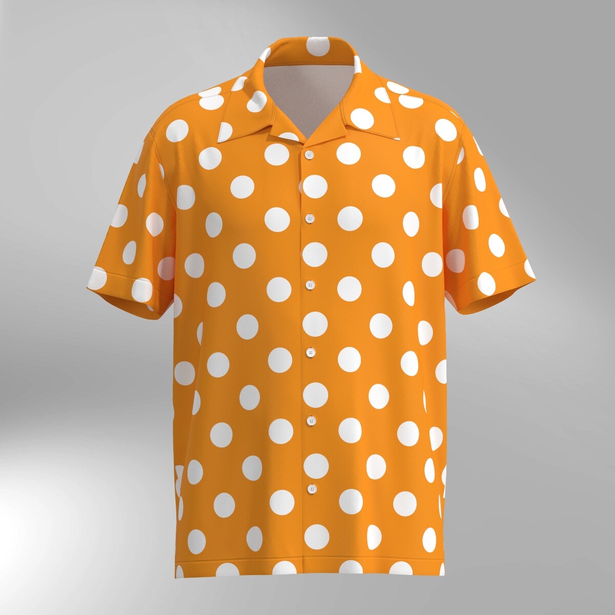 Polka Dot Hawaiian Shirt - White dots on Orange