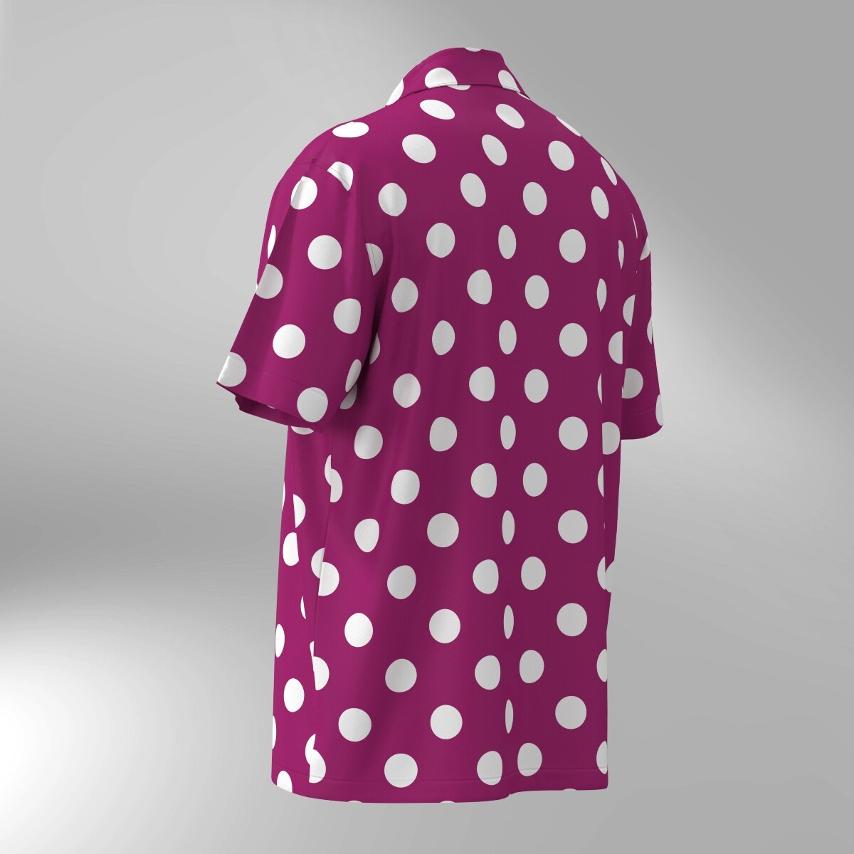 Polka Dot Hawaiian Shirt - White dots on Purple - Image 3