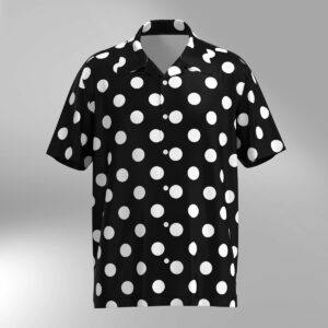 Polka Dot Hawaiian Shirt - White dots on Black