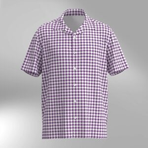 Houndstooth Pattern Hawaiian Shirt - Purple & White