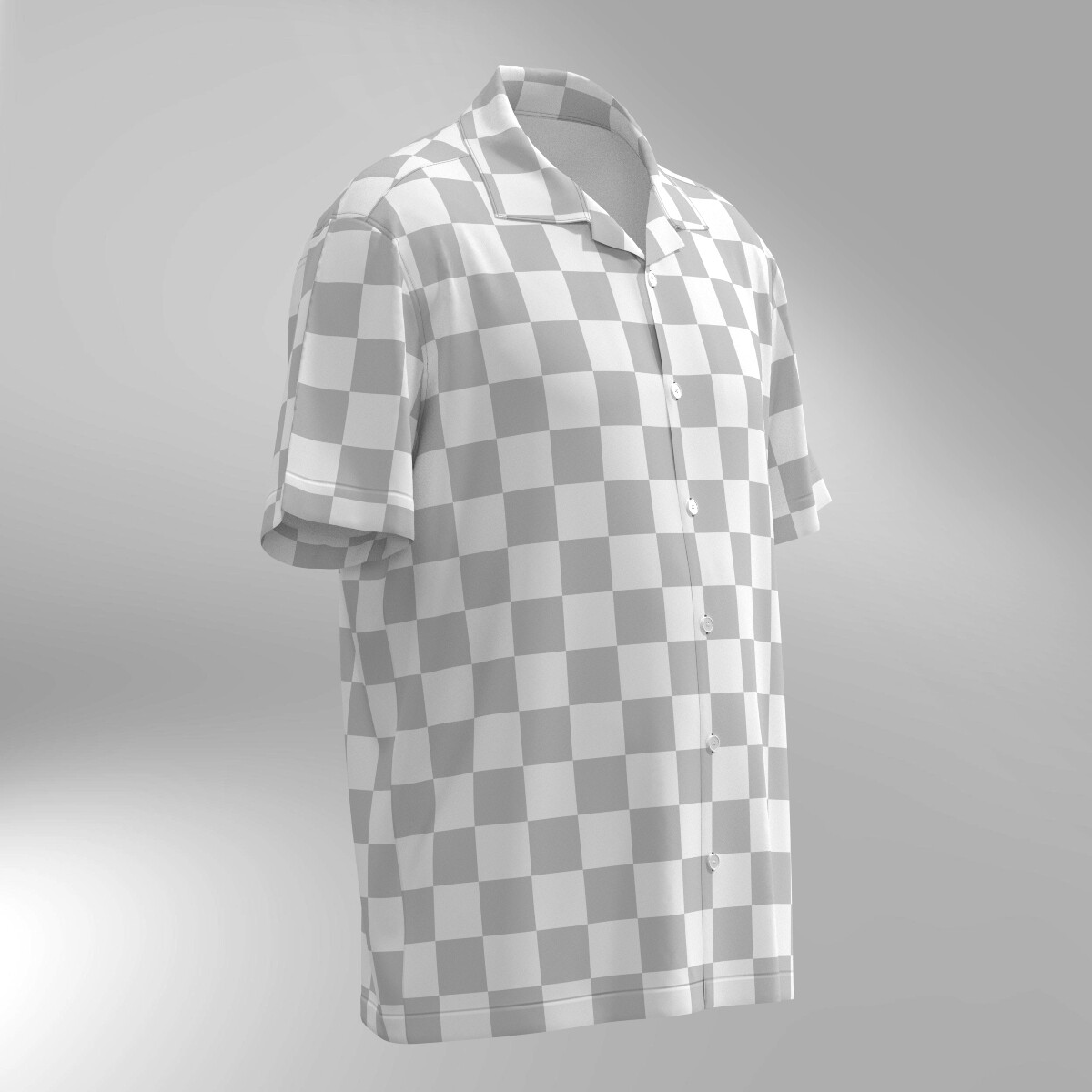Checker Pattern Hawaiian Shirt - Gray & White - Image 2