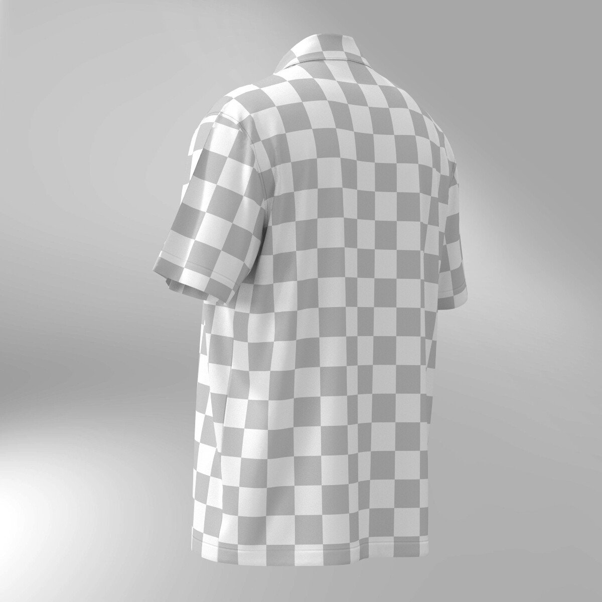 Checker Pattern Hawaiian Shirt - Gray & White - Image 3
