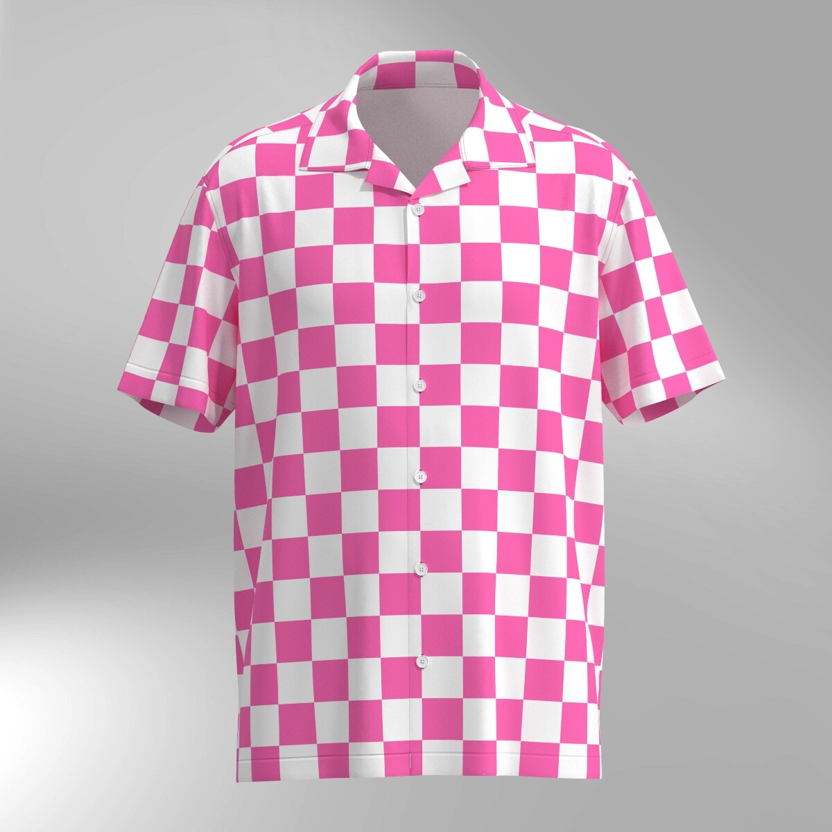 Checker Pattern Hawaiian Shirt - Pink & White