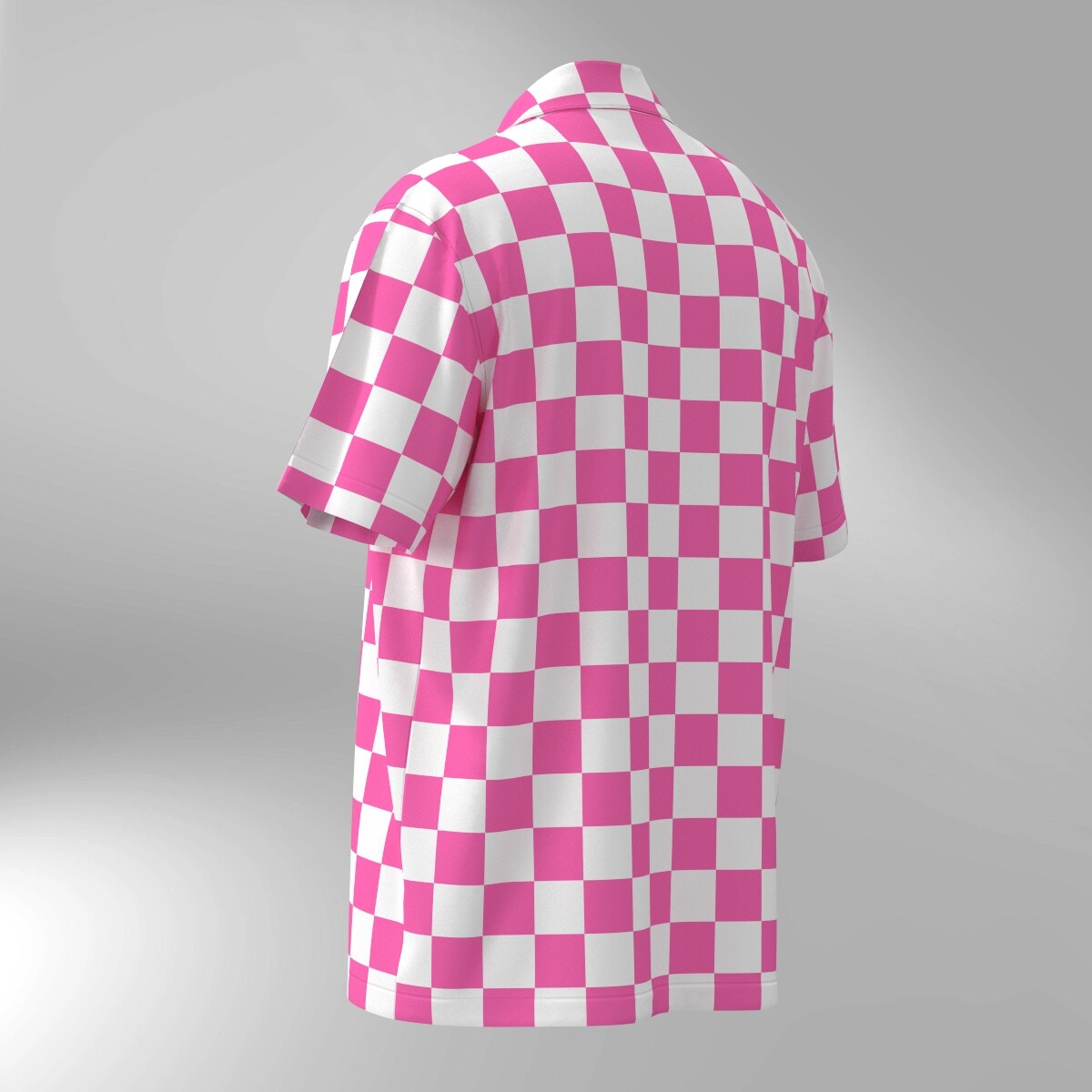 Checker Pattern Hawaiian Shirt - Pink & White - Image 3