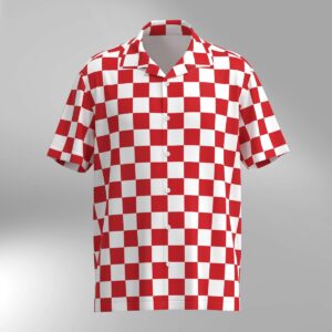 Checker Pattern Hawaiian Shirt - Red & White