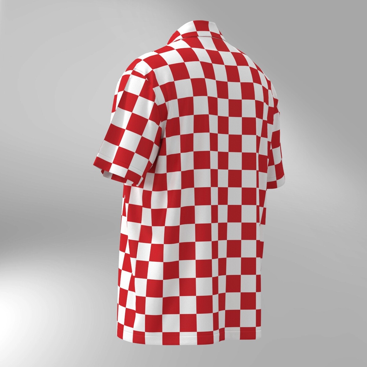 Checker Pattern Hawaiian Shirt - Red & White - Image 3