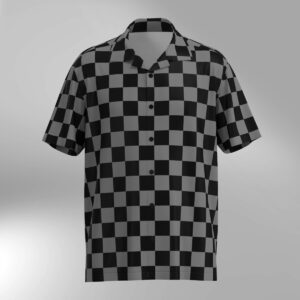 Checker Pattern Hawaiian Shirt - Black & Gray