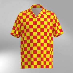 Checker Pattern Hawaiian Shirt - Red & Yellow