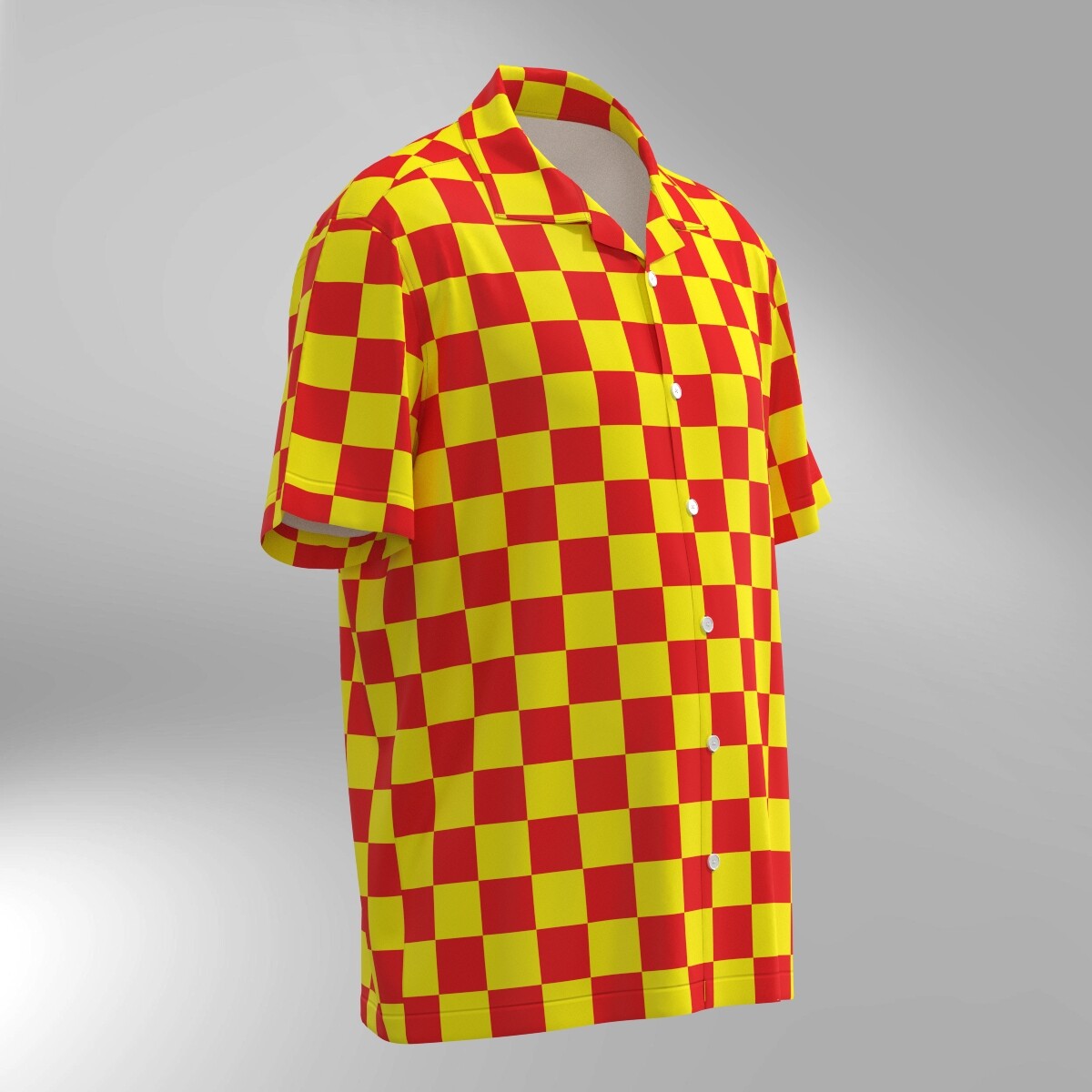 Checker Pattern Hawaiian Shirt - Red & Yellow - Image 2