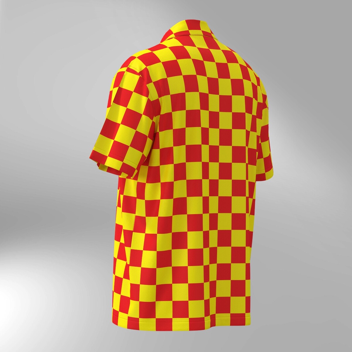 Checker Pattern Hawaiian Shirt - Red & Yellow - Image 3