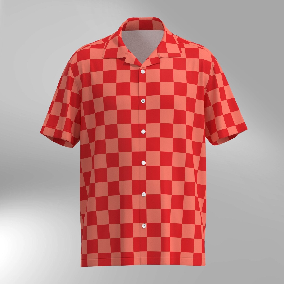 Checker Pattern Hawaiian Shirt - Red Shades
