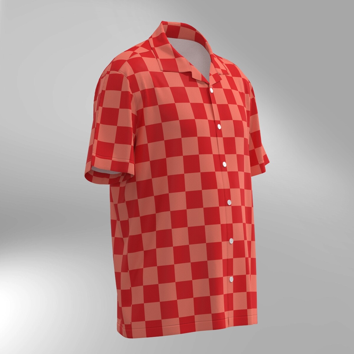 Checker Pattern Hawaiian Shirt - Red Shades - Image 2