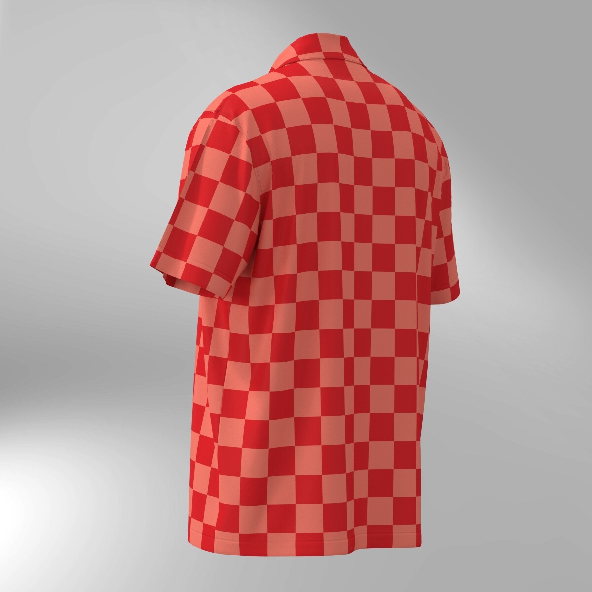 Checker Pattern Hawaiian Shirt - Red Shades - Image 3