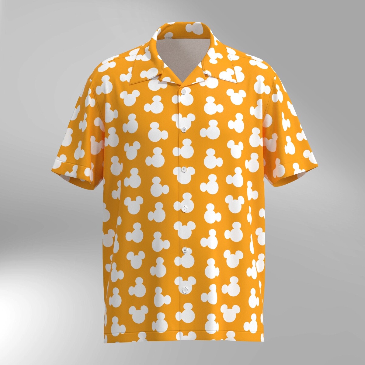 Mickey Mouse Ears Silhouette Disney Hawaiian Shirt - Orange