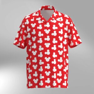 Mickey Mouse Ears Silhouette Disney Hawaiian Shirt - Red