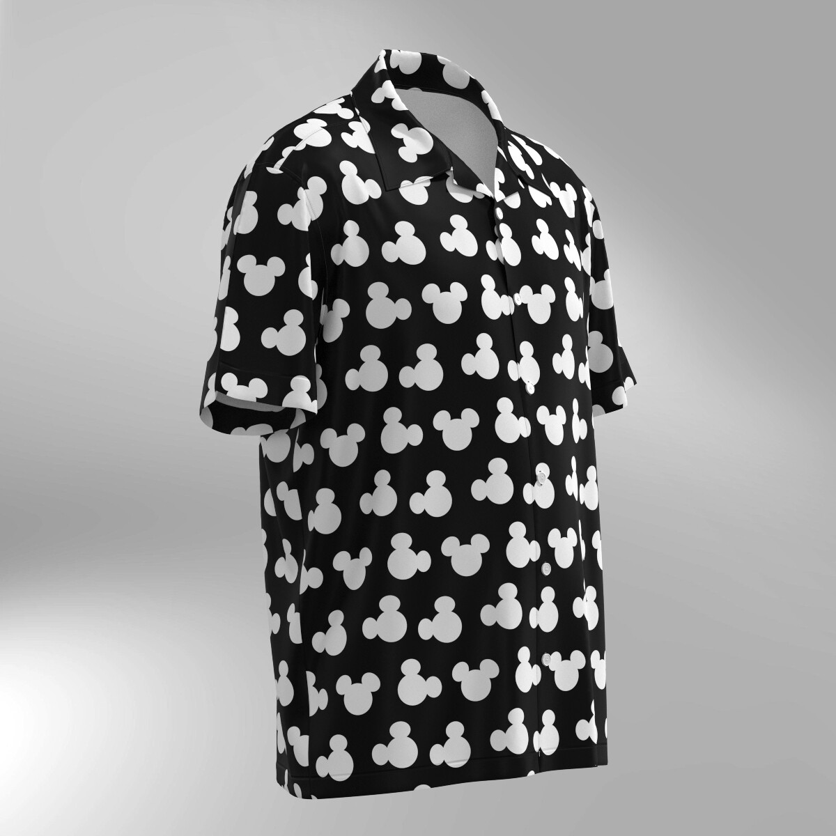 Mickey Mouse Ears Silhouette Disney Hawaiian Shirt - Black - Image 2