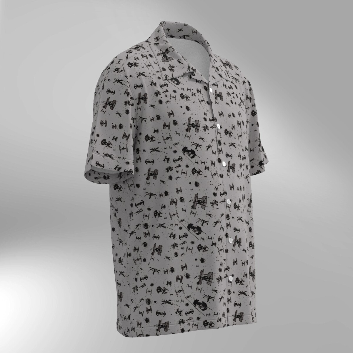 Star Wars Spaceships Battle Hawaiian Shirt - Gray - Image 2