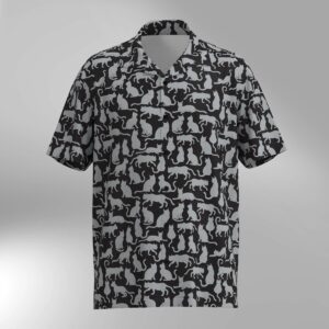 Cat Illustration Pattern Hawaiian Shirt #1