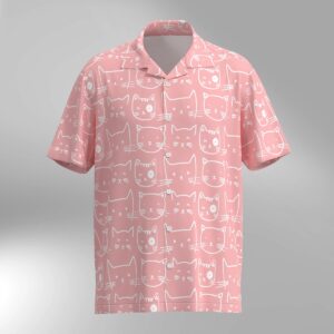 Cat Illustration Pattern Hawaiian Shirt #3