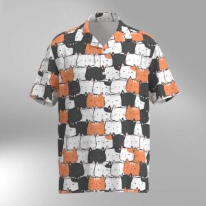 Cat Illustration Pattern Hawaiian Shirt #4