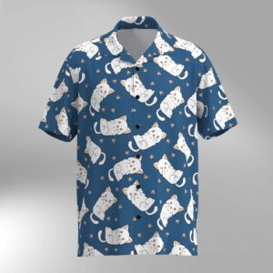 Cat Illustration Pattern Hawaiian Shirt #5