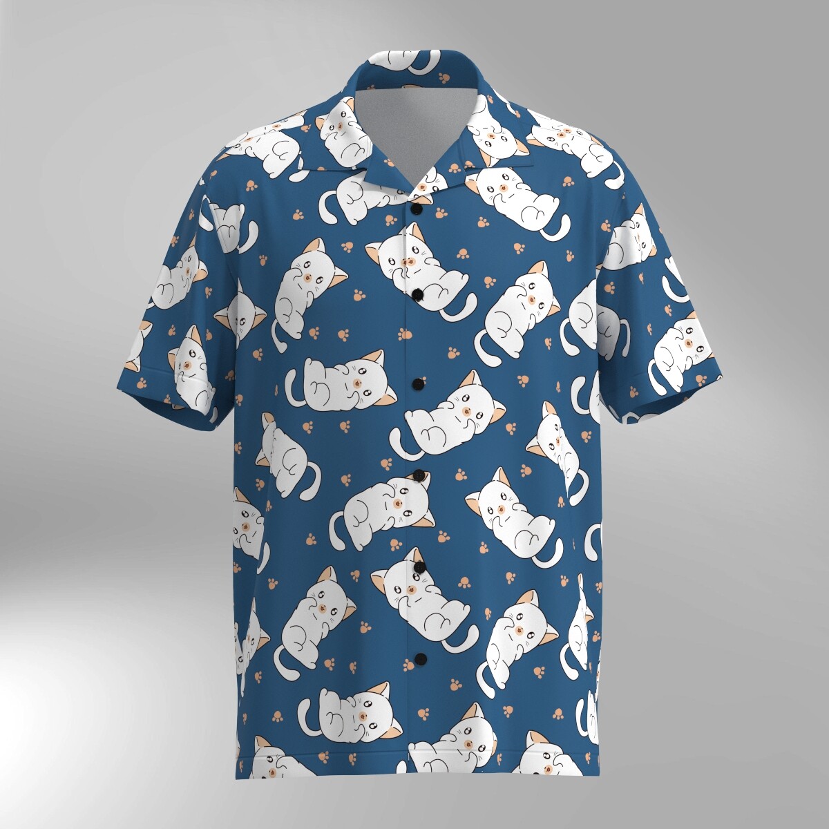 Cat Illustration Pattern Hawaiian Shirt #5