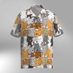Cat Illustration Pattern Hawaiian Shirt #7
