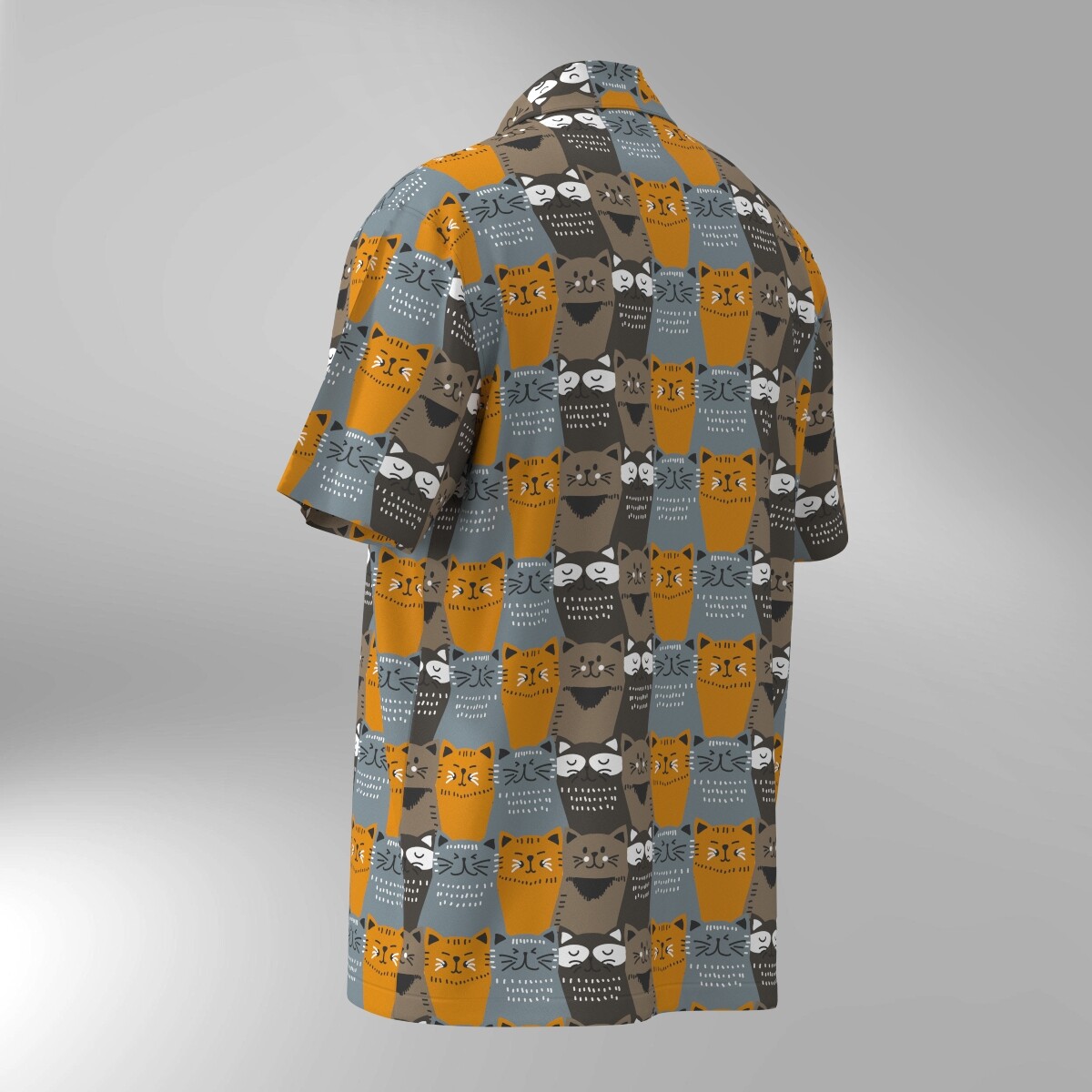 Cat Illustration Pattern Hawaiian Shirt #12 - Image 3
