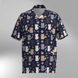 Cat Illustration Pattern Hawaiian Shirt #14
