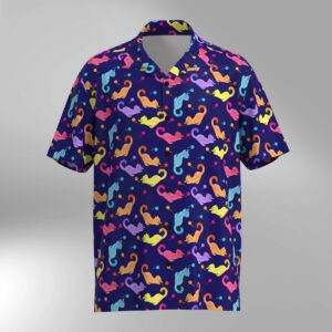 Cat Illustration Pattern Hawaiian Shirt #15