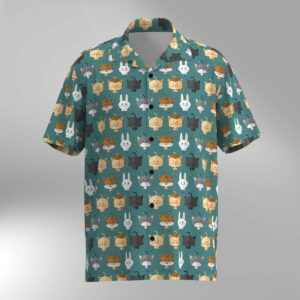 Cat Illustration Pattern Hawaiian Shirt #16